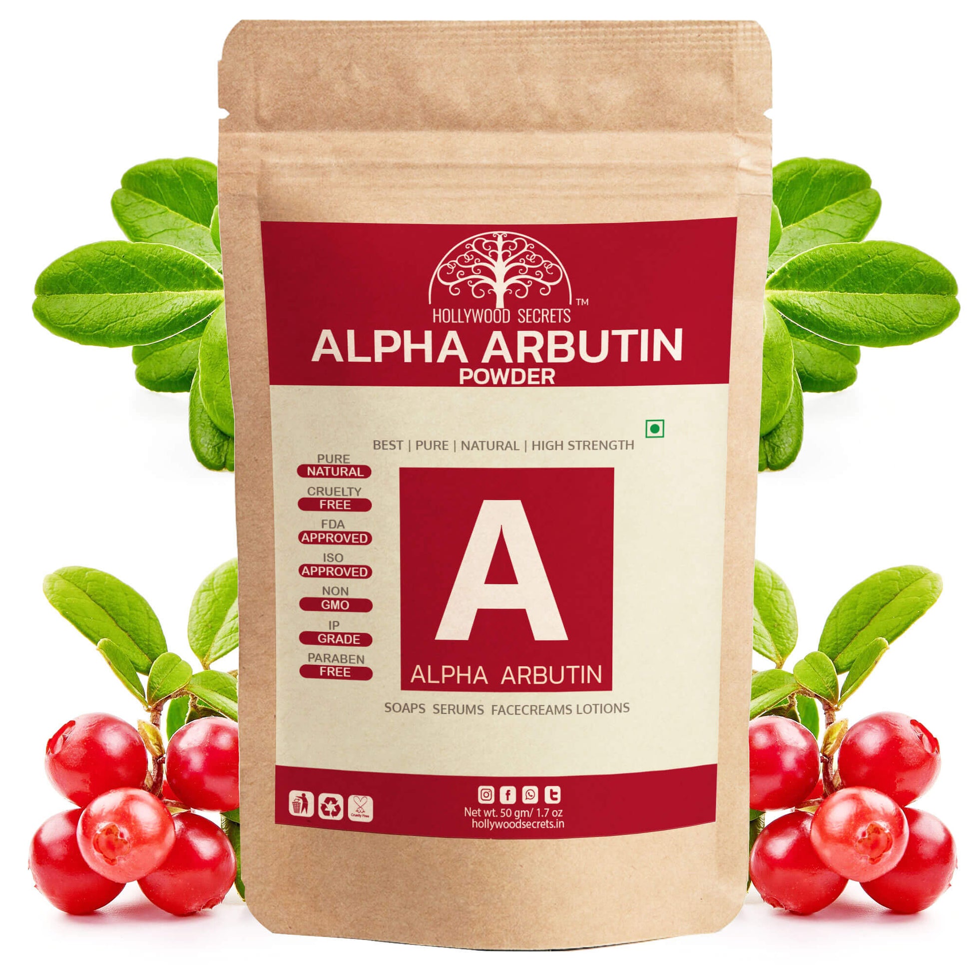 Pure Alpha Arbutin Powder 50gm Hollywood Secrets