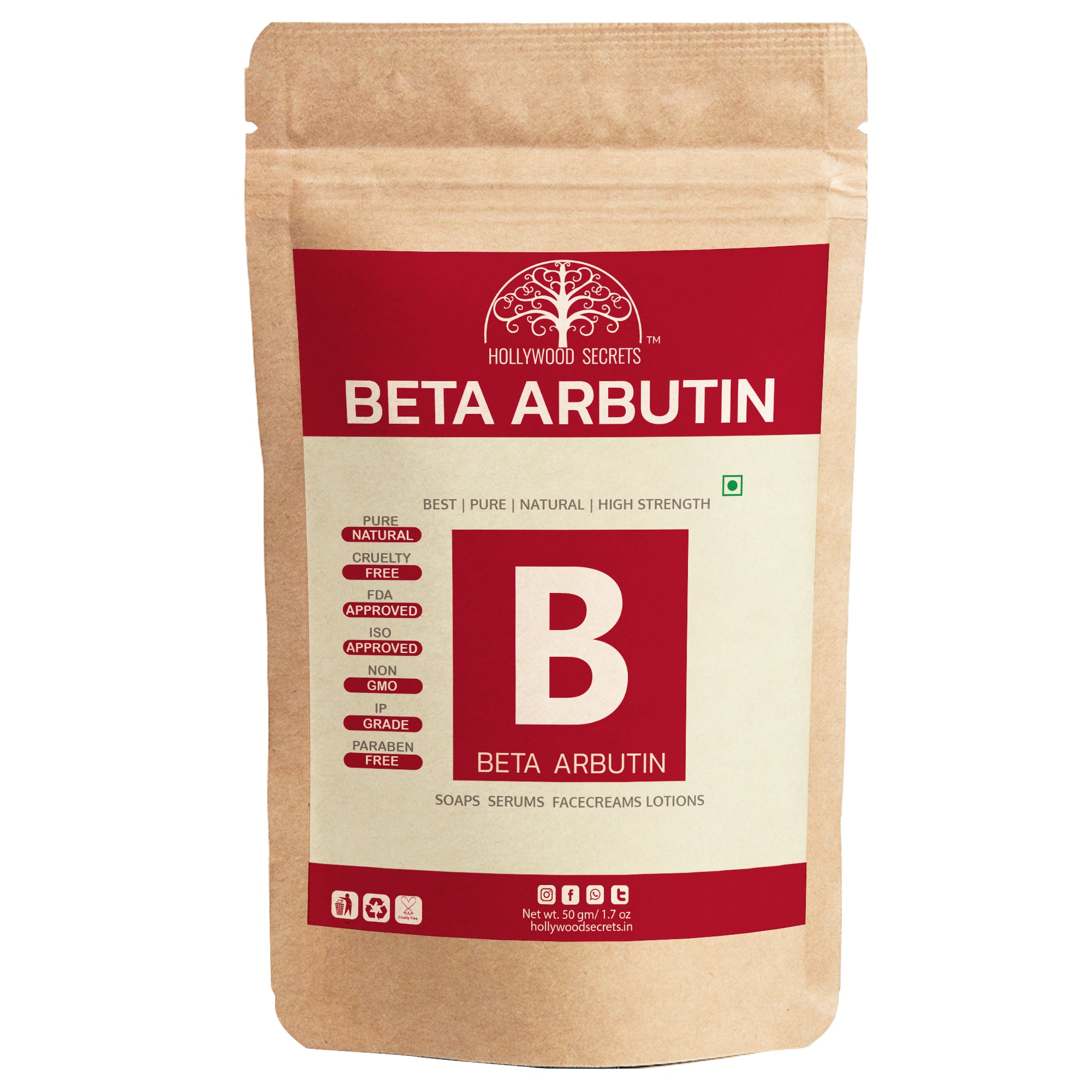 BUY Hollywood Secrets Pure Beta Arbutin Powder 50gm