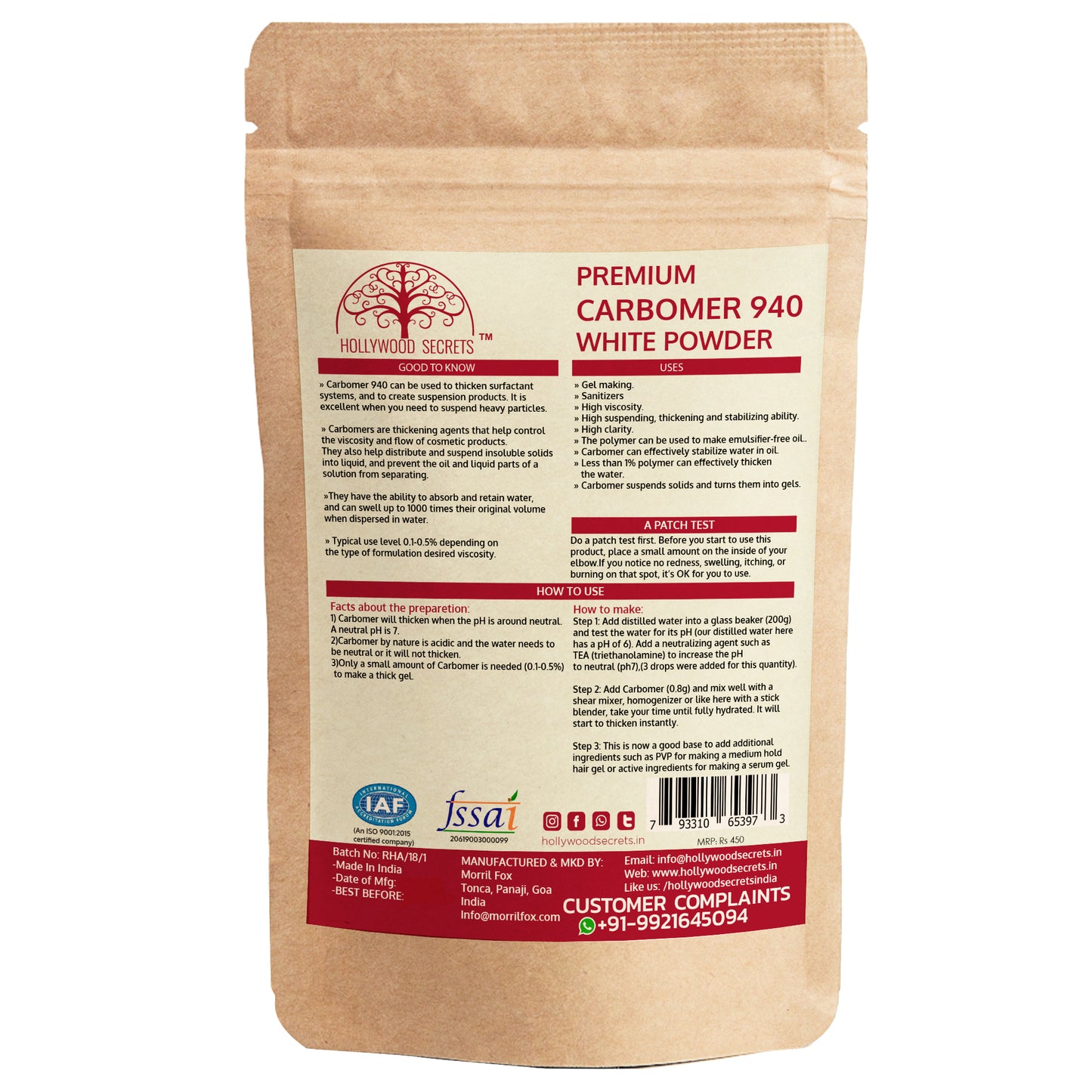 Carbomer 940 Powder 100gms (Pure) Hollywood Secrets