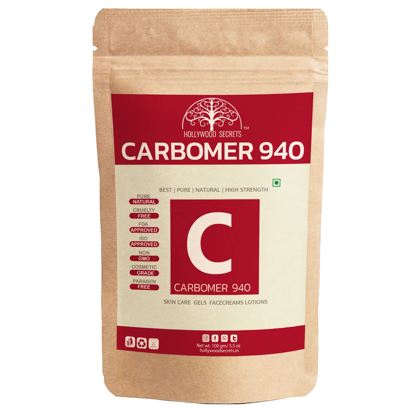 Carbomer 940 Powder 100gms (Pure) Hollywood Secrets