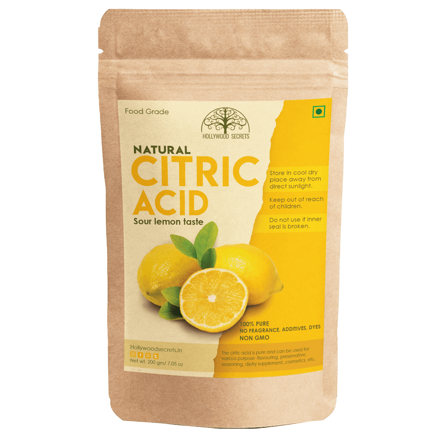 Pure Citric Acid Powder 200 Gms Hollywood Secrets