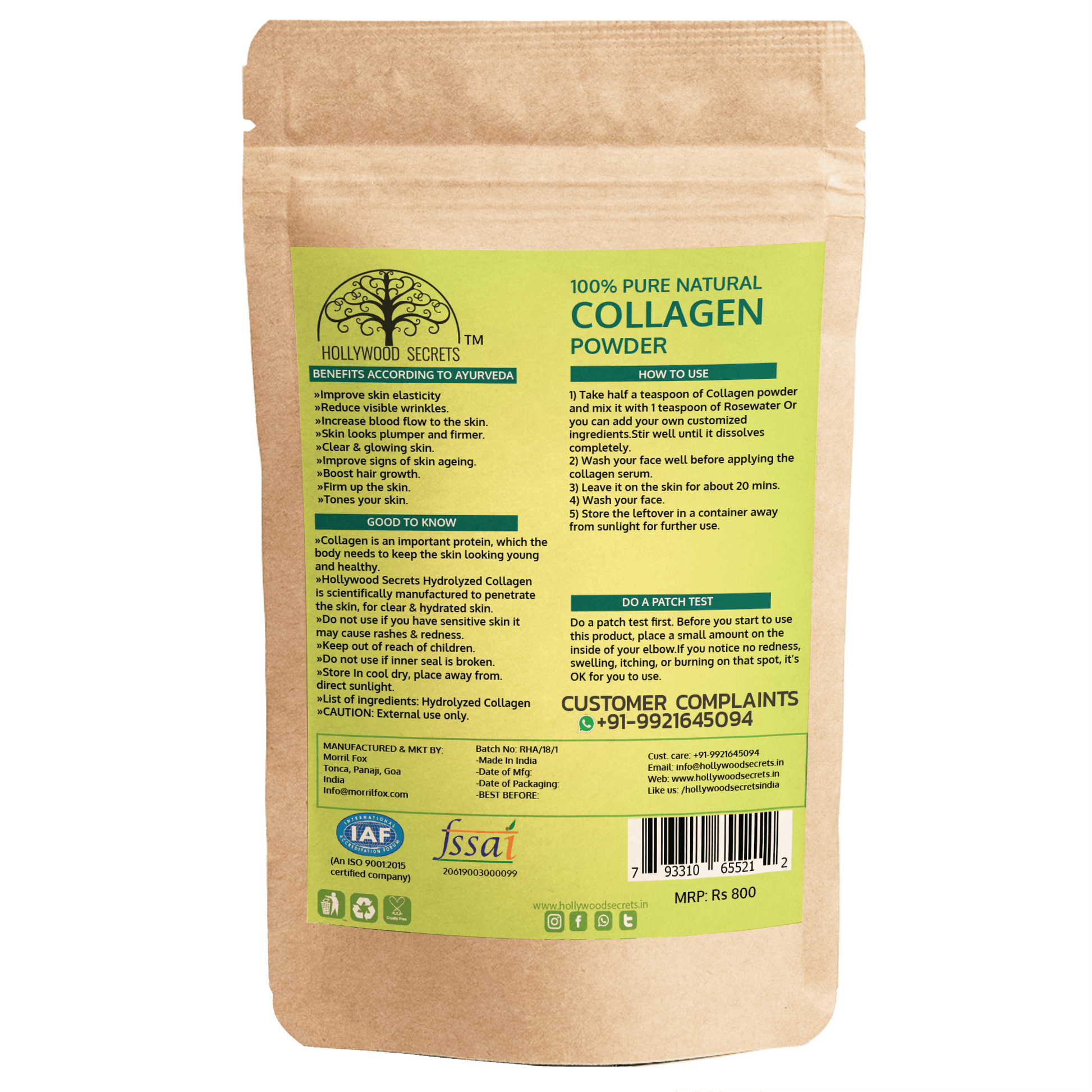 Pure Collagen Powder For Skin 50gm Hollywood Secrets