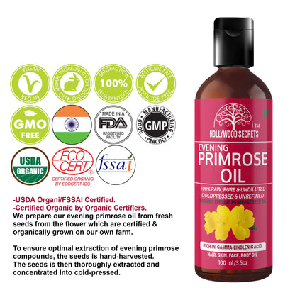 Evening Primrose Oil Pure Cold Pressed 100ml Hollywood Secrets