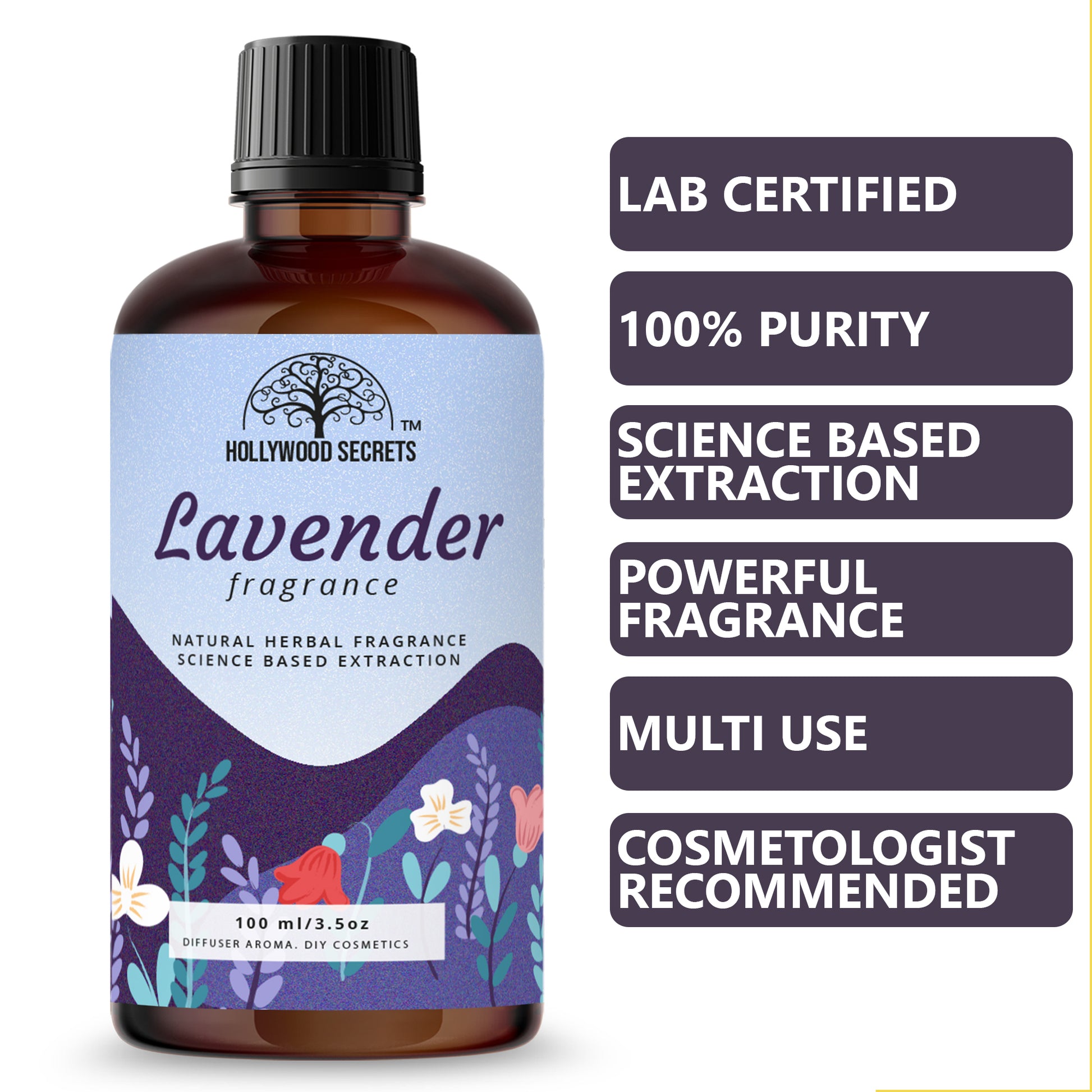 Pure Lavender Fragrance Liquid For Diffuser And Cosmetic 100ml Hollywood Secrets
