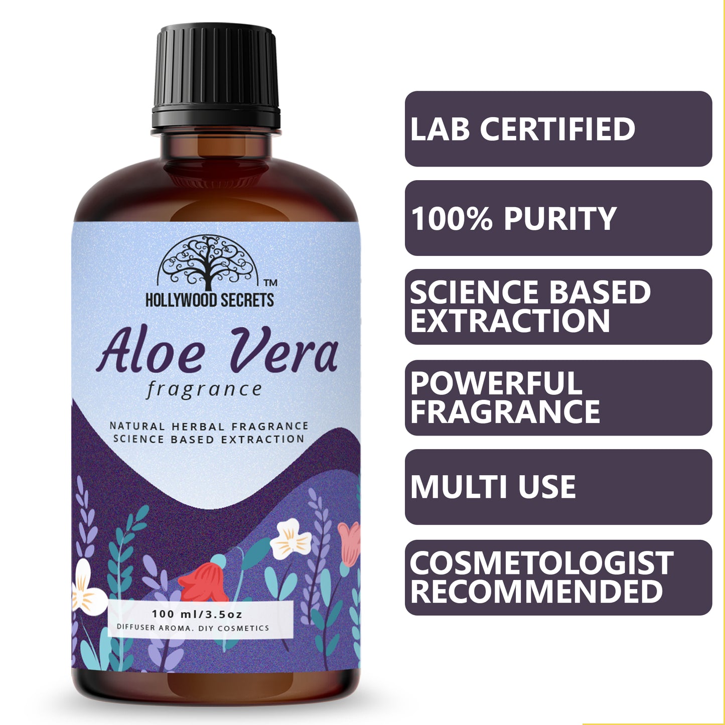 Pure Aloe Vera Fragrance Liquid For Diffuser And Cosmetic 100ml Hollywood Secrets