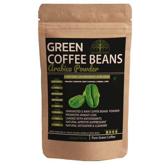 100% Pure Arabica Green Coffee Beans Powder (200Gms) Hollywood Secrets