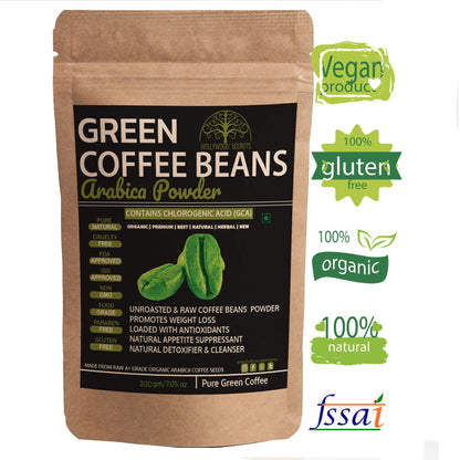100% Pure Arabica Green Coffee Beans Powder (200Gms) Hollywood Secrets