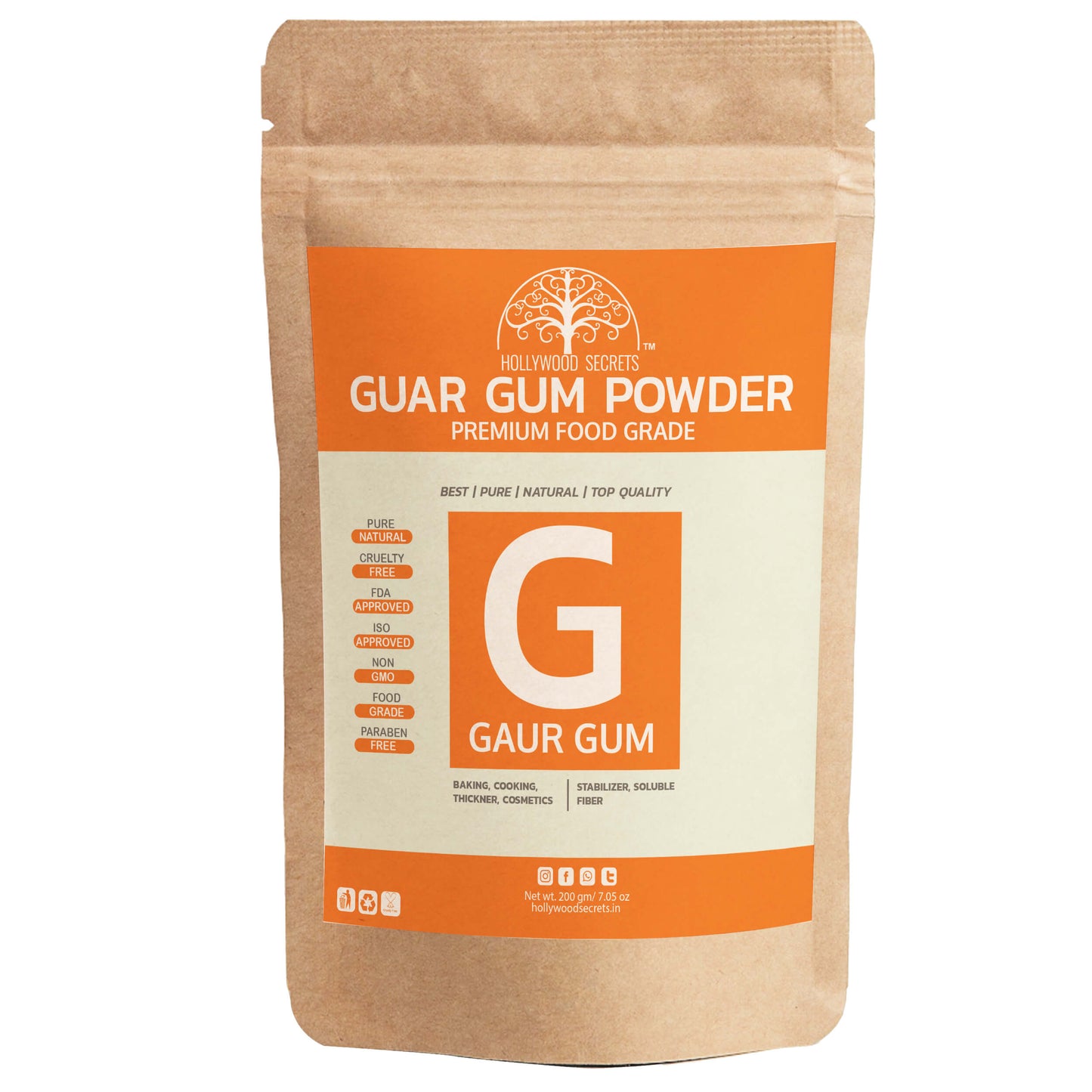 Guar Gum Powder 200 gm Hollywood Secrets