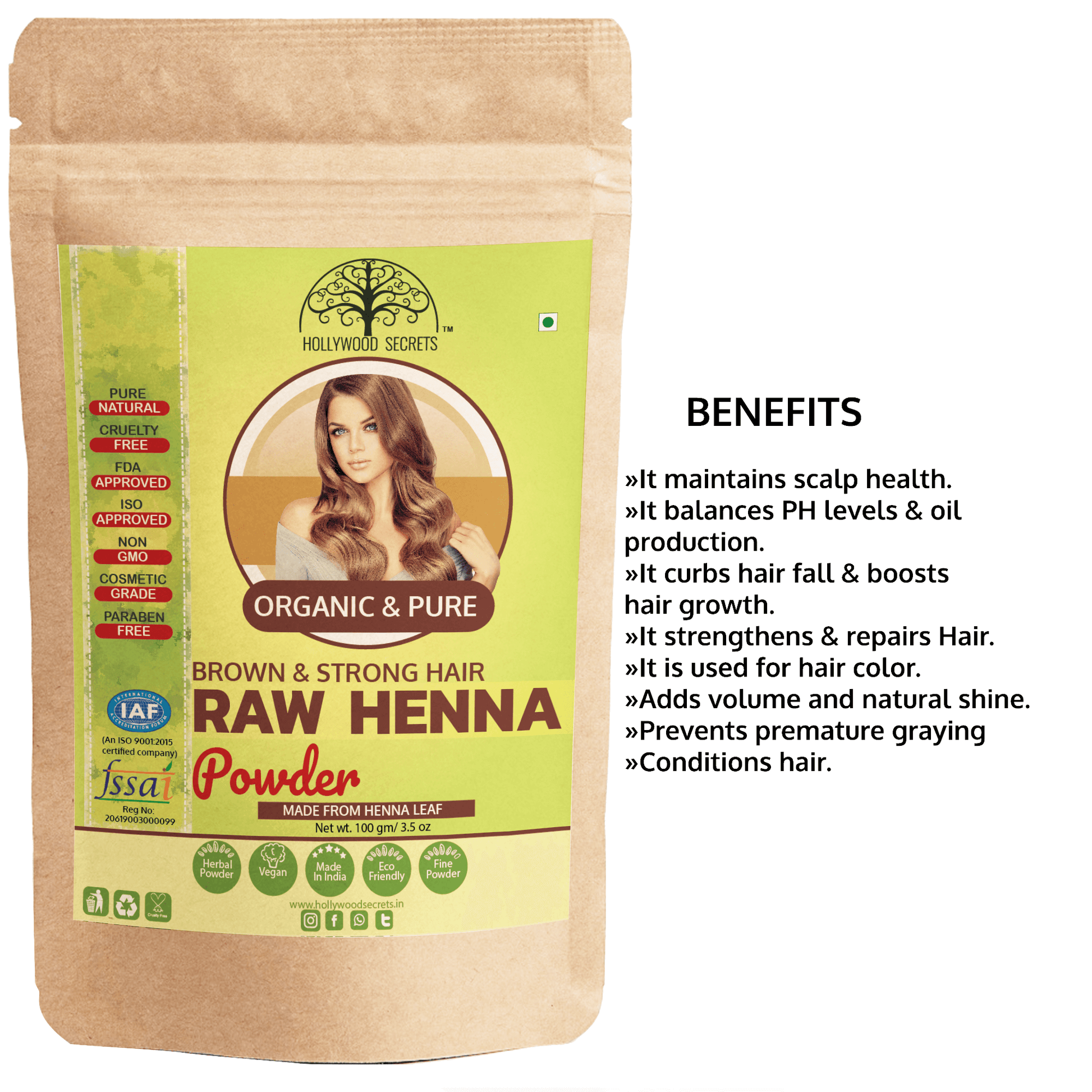 Organic Raw Henna Powder (100 Gms) hollywoodsecrets