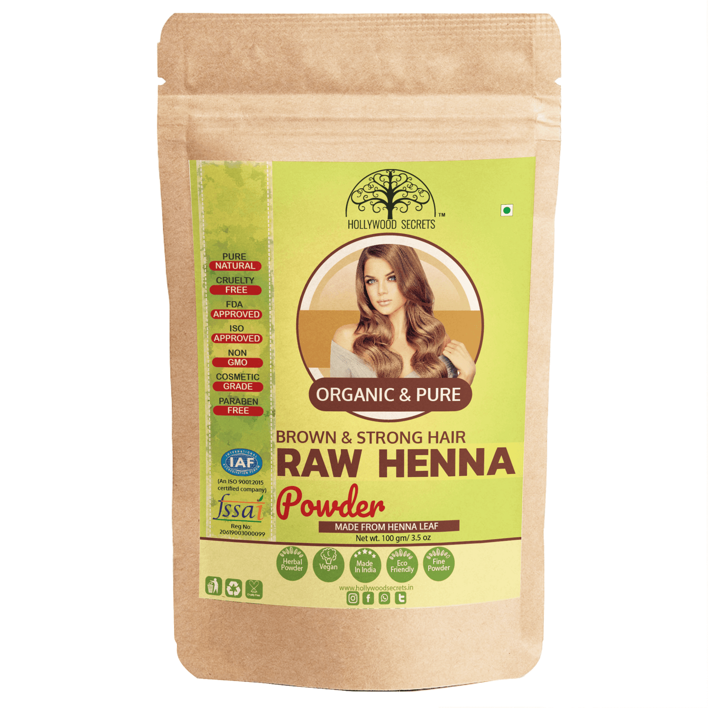 Organic Raw Henna Powder (100 Gms) hollywoodsecrets