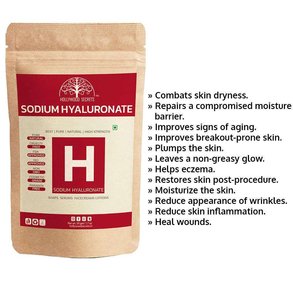 Sodium Hyaluronate Powder 50gms (Pure) Hollywood Secrets