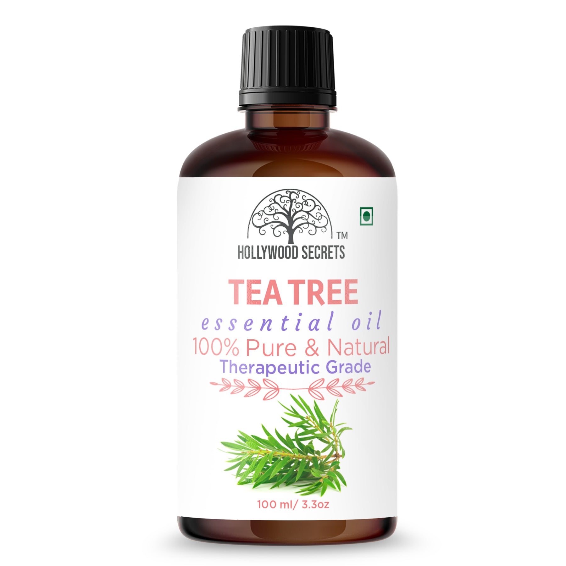 Pure Tea Tree Essential Oil Therapeutic Grade 100ml Hollywood Secrets