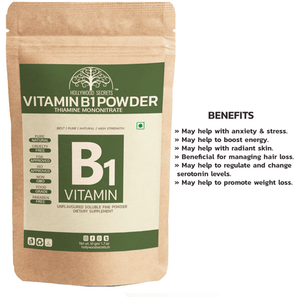 Vitamin B1 Thiamine Mononitrate Powder 50 gm Hollywood Secrets