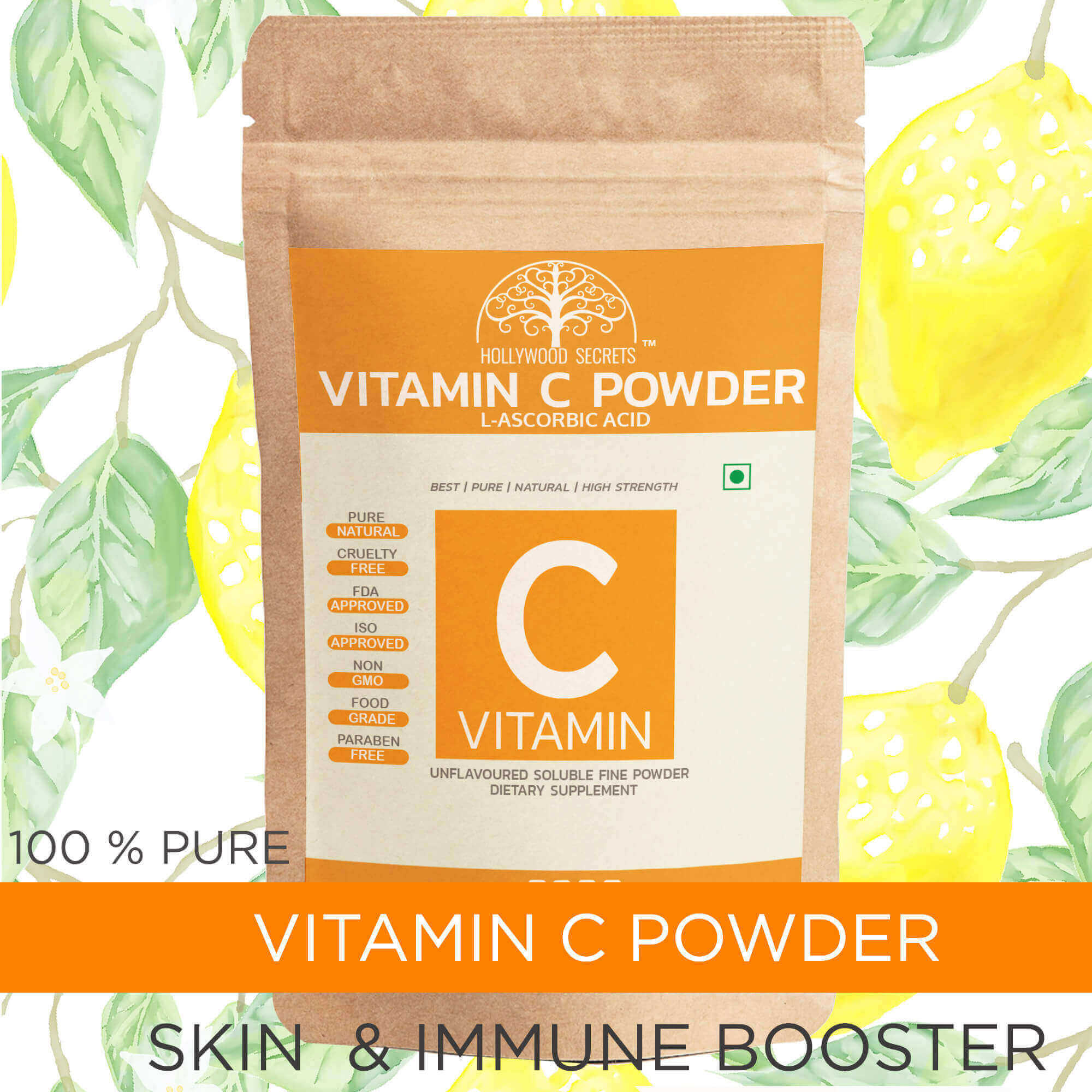 L Ascorbic Acid Vitamin C Powder 100gm Hollywood Secrets