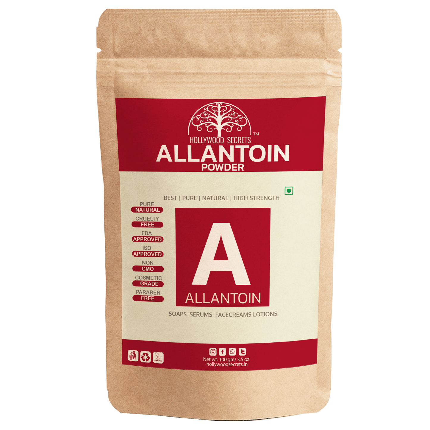 Pure Allantoin Powder 100gm Hollywood Secrets