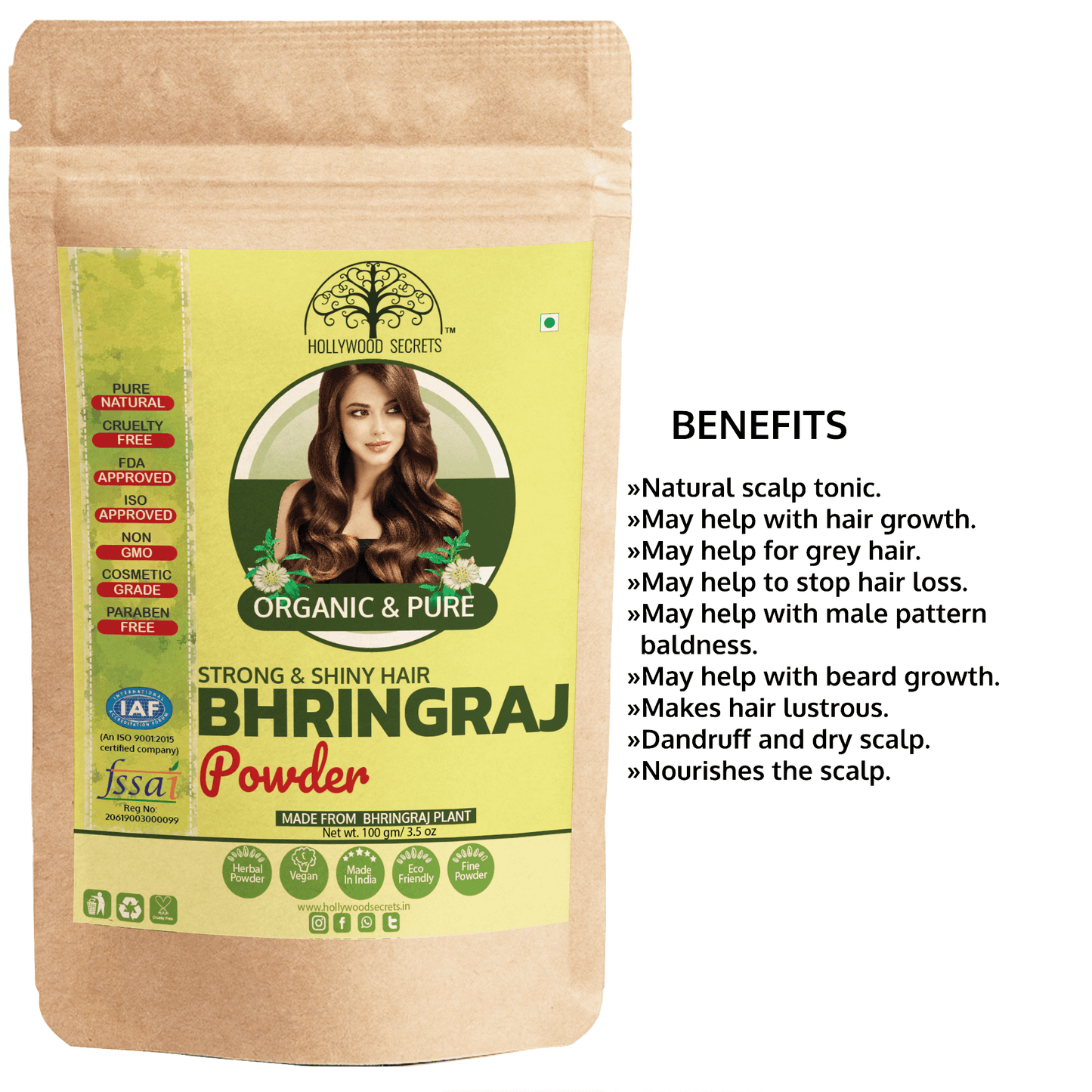 Organic Bhringraj Powder (100 Gms) hollywoodsecrets