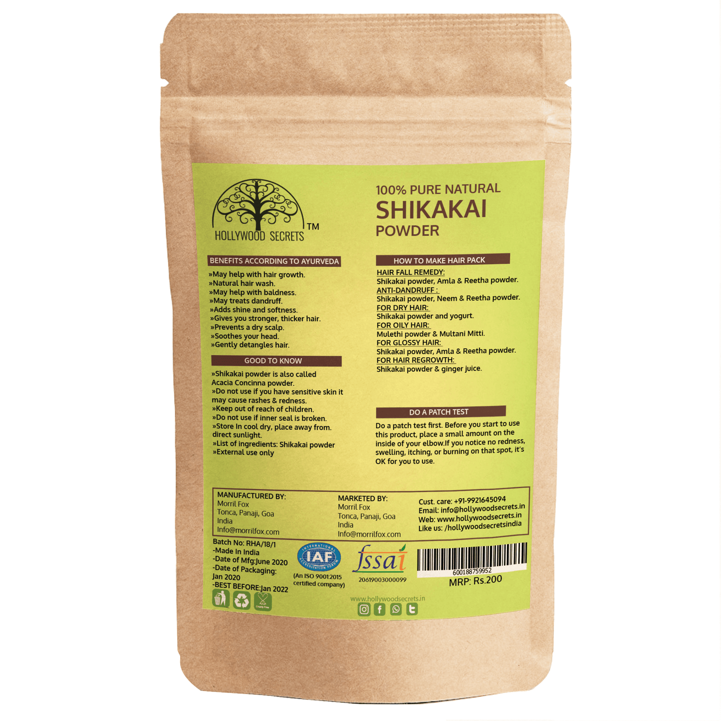 Organic Shikakai Powder (100 Gms) hollywoodsecrets